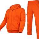 Men's Tracksuit Sets Outfit Activewear Full Zip Fleece Hoodie Jacket Cargo Sweatpant 2 Piece Casual Sweatsuit