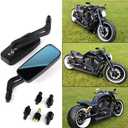 Universal Black Rectangle Bobber Mirrors Blue Mirror Reducing Glare Motorcycle Rear View Mirrors for Harley Honda Kawasaki Cruise Dirt Bike