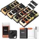 Famhap Spice Drawer Organizer 24 Pcs with 24 Plastic Spice Jars and LabelsInterlocking Expandable Seasoning Rack Tray Insert for Kitchen Drawers, Spice Rack Drawer (Black)