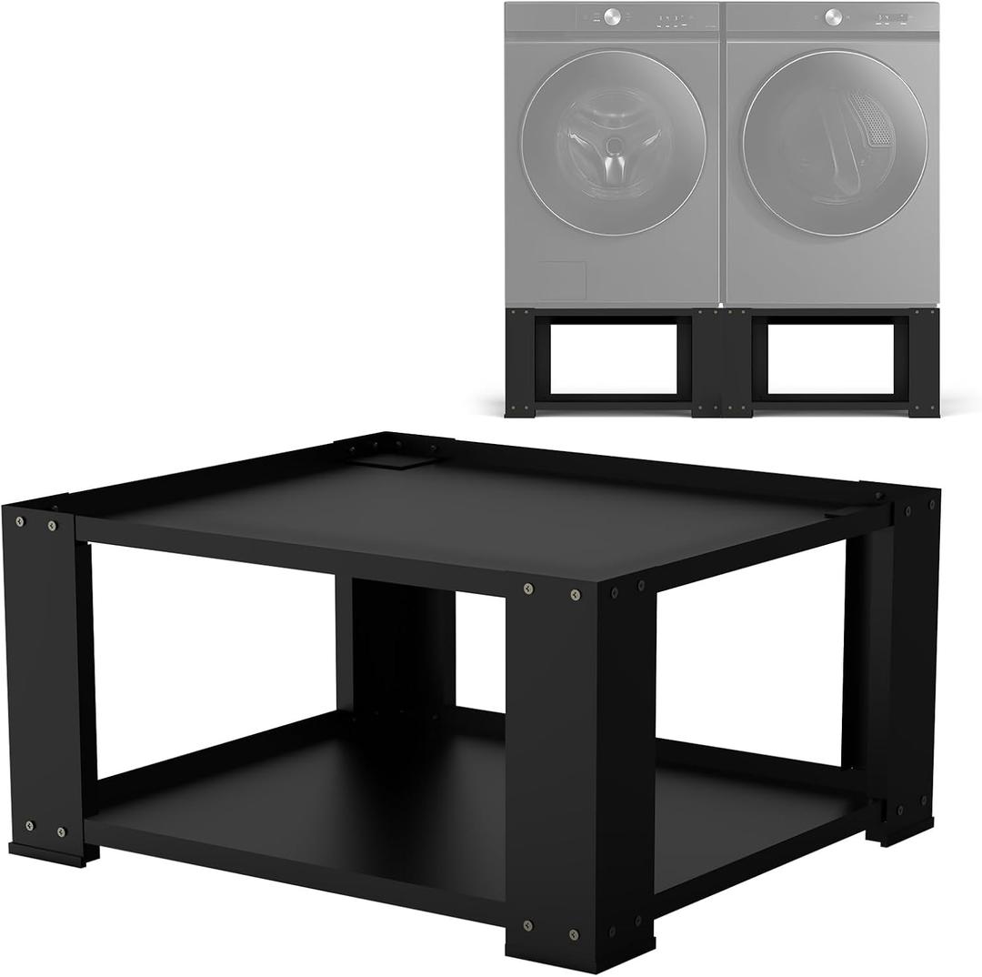 Laundry Pedestal for Washer and Dryer - Fit 27 and 28 Inch Washer and Dryer Stand Heavy Duty Steel 700lbs Capacity Universal Washing Machine Raiser 15.7'' Height Black
