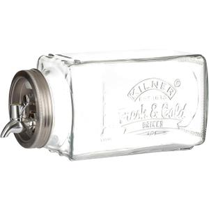 Kilner 3 Litre Glass Fridge Drinks Dispenser Space-Saving Design with Measuring Scale for Daily Water Tracking Airtight Tap for Juices, Flavoured Waters & Cold Drinks