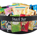 Snack Organizer for Countertop, Metal Turntable Organizer with Divider, 4 Compartment Snack Storage Spinning Snack Tray, Lazy Susan Snack Spinner for Snack Bar Organizer Pantry Storage-Black