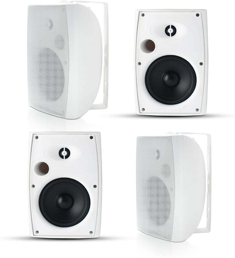 Herdio 6.5 Inch 800W Passive Outdoor Speakers Wired Waterproof 2-Way Wall Mounted Speakers with Bass Suitable for Patio Pool Deck Porch Backyard Indoor Home (2 Pairs, White)
