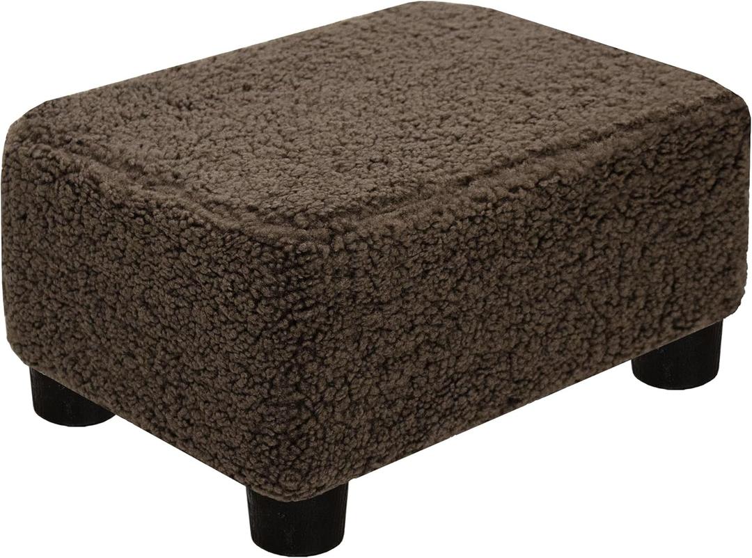 CAROLMADE Small Foot Stool Ottoman Footstool with Legs Under Desk Footrest for Living Room Bedroom and Office, Soft Brown (11"D x 15.4"W x 8.3"H)