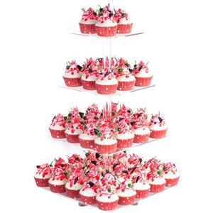YestBuy 4 Tier Acrylic Cupcake Stand with Base, Premium Cupcake Holder, Acrylic Cupcake Tower Display Cady Bar Party Dcor  Display for Pastry(4.7" Between 2 Layers)