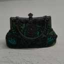 Womens Vintage Floral Beaded Rhinestone Embroidery Clutch Sequin Crossbody Bag Evening Handbag for Bridal Wedding Party Prom