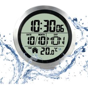 Plastic Wall Clock, Suction Cup, Flexible Hanging or Standing, Modern Silent Small Living Room & Kitchen Clock (Silver Gray)