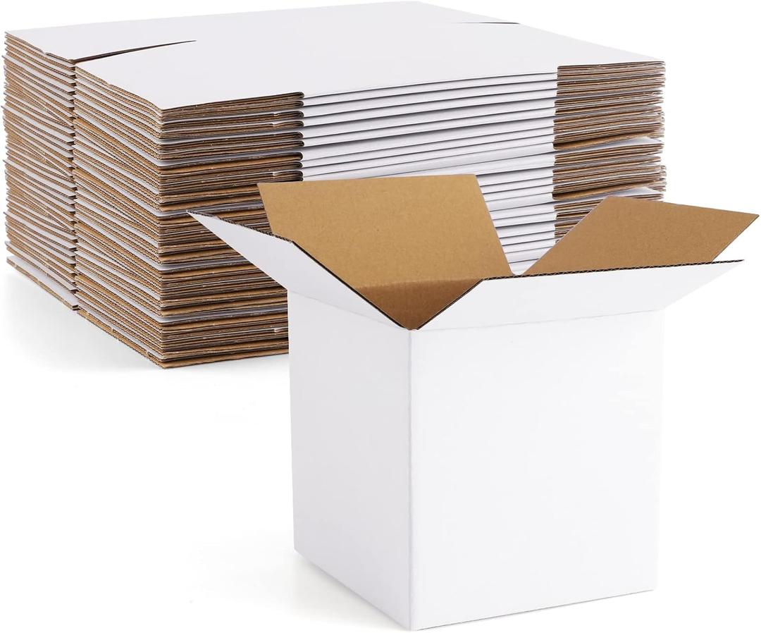 Eupako 4x4x4" Cardboard Box Mailers 25 Pack White Cube Corrugated Small Shipping Boxes for Mailing