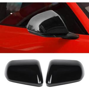 Hoolcar Side View Mirror Cover Decals ABS Rearview Mirrors Trim Exterior Accessories for 2015-2022 2023 2024 Ford Mustang, Black, 2PCs