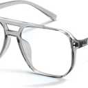 livho Vintage Aviator Blue Light Blocking Glasses, Fashion Oversized Frames for Eye Strain Relief, Unisex Design (*Gray)