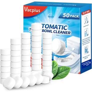 Vacplus Toilet Bowl Cleaner Tablets 50 PACK, Automatic Toilet Bowl Cleaners with Bleach for Deodorizing and Descaling, Bathroom Cleaner Against Tough Stains