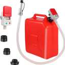 Fuel Transfer Pump with Auto Stop-Overfill Protection, 3.2 Gallon per min, 51'' Overlong Hose Fuel Transfer Pump with 3 Tank Adapter, Portable Gas Pump for Gasoline, Diesel, Oil (red)