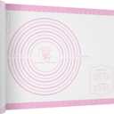 Non-stick Pastry Mat Extra Large with Measurements, Silicone Baking Mat, Kitchen Counter Mat, Dough Rolling Mat, Oven Liner, Fondant Mat, Pie Crust Mat Silicone Bread Mat (Pink)