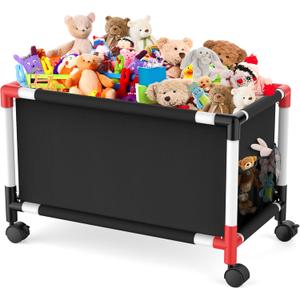 Extra Large Toy Box, Kids Storage Organizers with 360 Wheels, 120L Oxford Toy Chest Boxes for Boys Girls, Home Storage Organizer Toybox for Bedroom Living Nursery, 28.4 x 15.4 x19 Inches