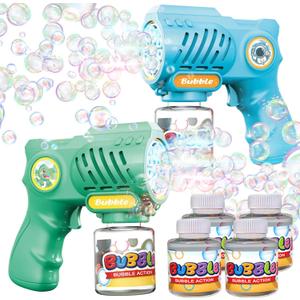 EagleStone Toys for 3+ Year Old Boys Girls, 2 Pack Bubble Gun Machine with Bubble Solution, Outdoor Toy for Kids Ages 4-8,Kids Toys for Ages 3-4 4-6 5-7, Birthday Gifts for 3 4 5 6 7 8 Year Old Boys (Blue,green)
