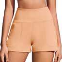 PINSPARK Workout Shorts Women Wide Leg Athletic Shorts High Waisted Yoga Shorts Tummy Control Gym Short with Pockets (L)