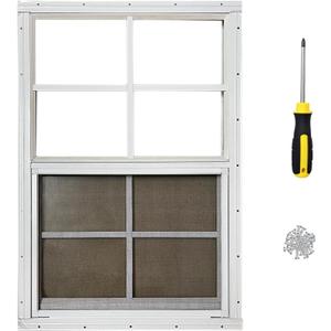 Hryan 24"x36" Shed Window for Chicken Coop, Playhouse and Mobihome, White Windows for Exterior Sheds, Mobile Home, Garage and Green House