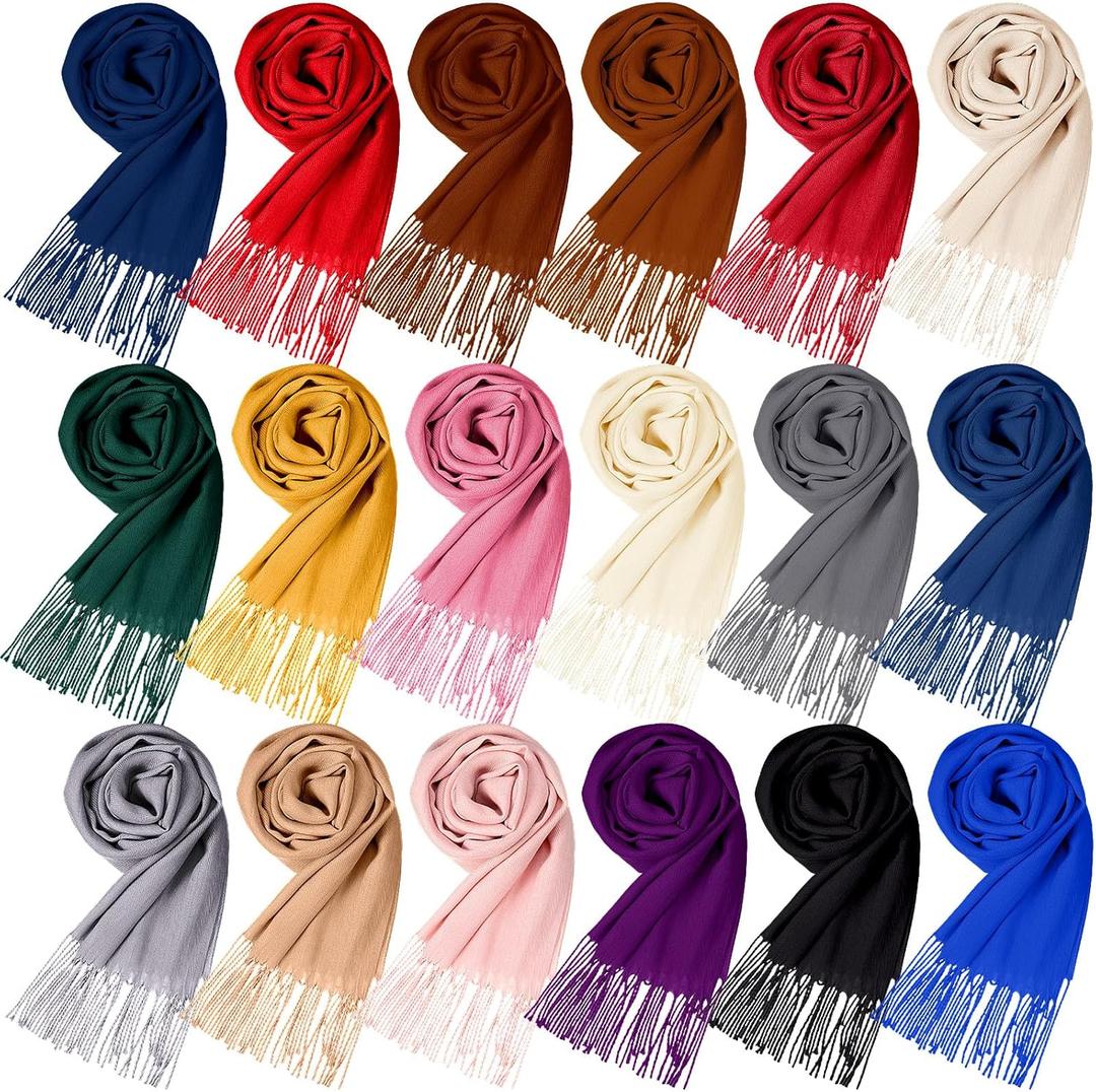 Suhine Scarf Bulk for Women Men, Graduation Gift Bulk Soft Lightweight Large Shawls Wraps Tassel Edge 13.8x78.8 Inch (Multi Color)