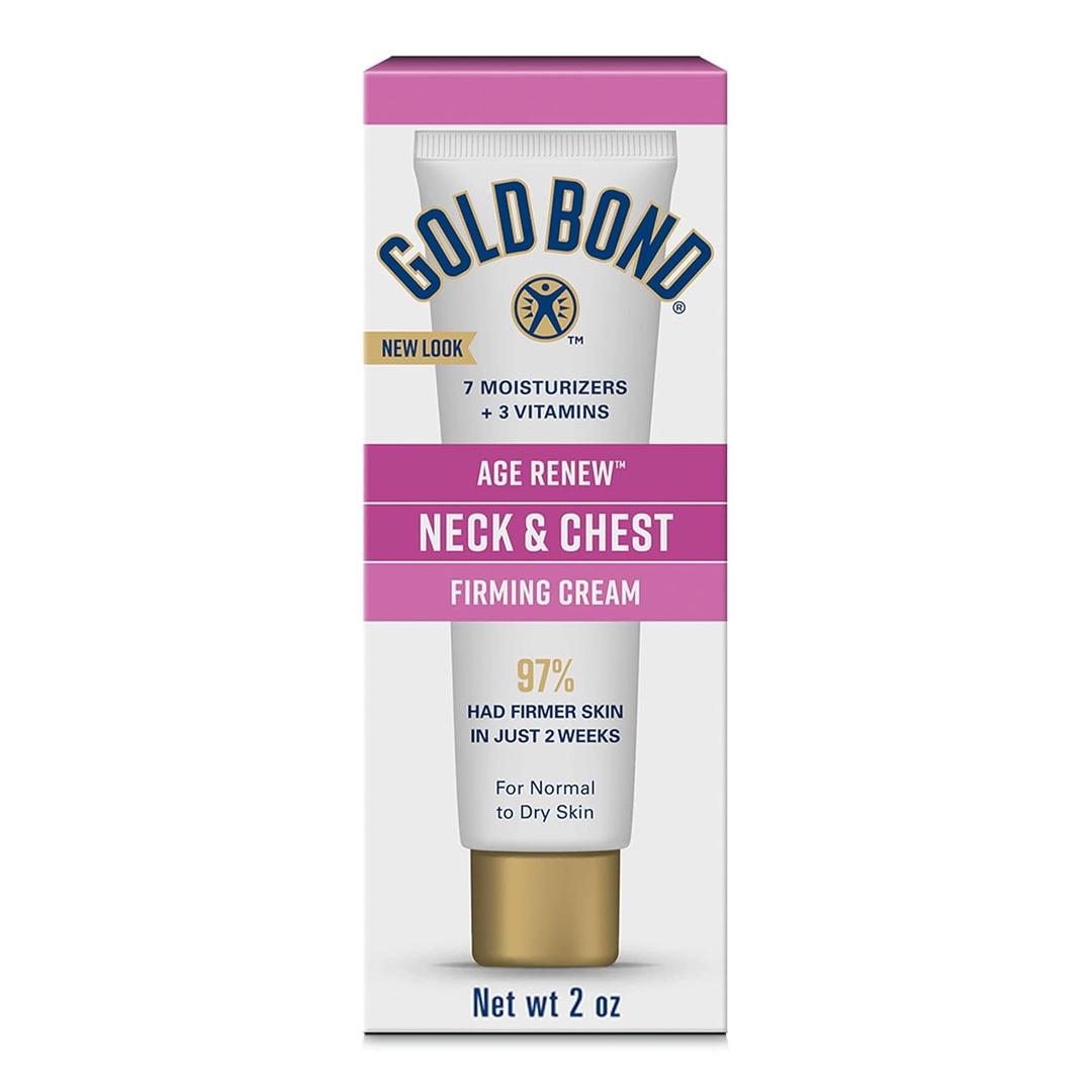 Gold Bond Age Neck & Chest Firming Cream, 2 Oz, Hydrates, Renews, and Visibly Improves Firmness, Texture & Elasticity of Aging Skin, Non-Greasy, Dermatologist-Tested, Hypoallergenic, Unscented