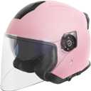 VCAN V88 3/4 Open Face Motorcycle Scooter Helmet ECE & DOT Approved (Small, Matte Pink)