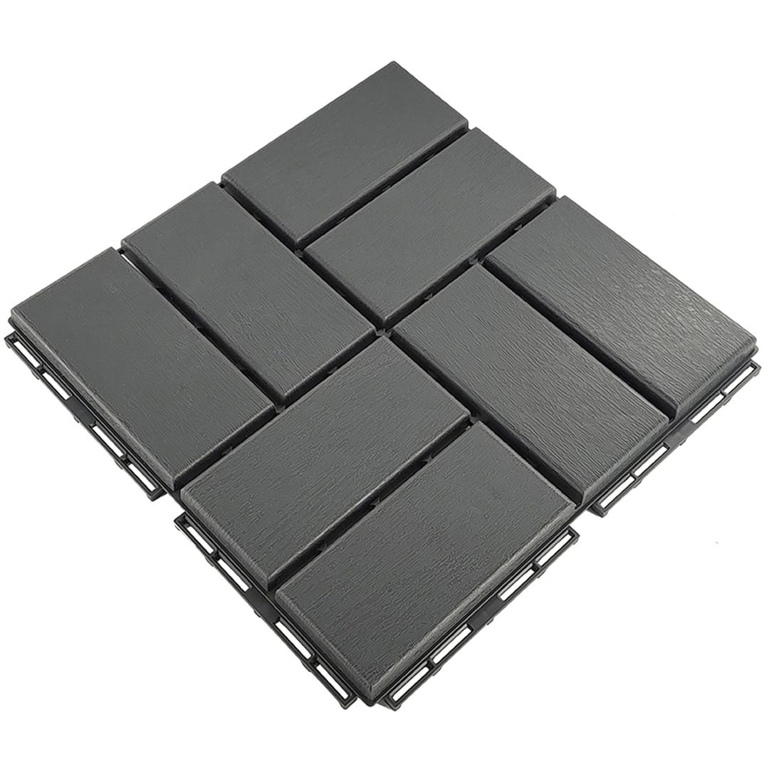 Waterproof Plastic Interlocking Deck Tiles, 9-Pack, 12"x12" | All-Weather Outdoor Flooring for Porch, Poolside, Balcony, Backyard (12''*12'', B-Darkgrey, 9)
