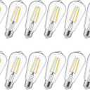 LED Edison Light Bulbs, 12Pcs Vintage 6 Watt, Equivalent 60W Incandescent Light Bulbs, E26 Medium Base Dimmable Decorative Antique Filament Light Bulbs with 90+ CRI, Cool White 4000K