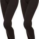 Felina Women's Velvety Super Soft High-Waisted Leggings 2-Pack Brown and Black (L, Black)