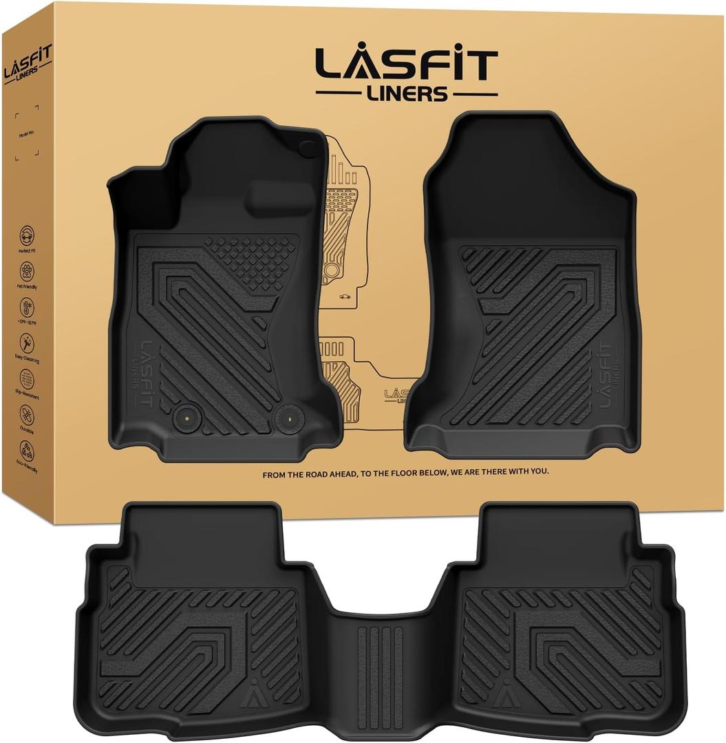 LASFIT Floor Mats for Subaru Outback & Legacy 2020-2025, All Weather TPE Custom Fit Easy Clean Durable No-Curling Floor Liners for Subaru Outback 1st & 2nd Row Car Mats, Black