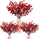 Geosar 30 Pieces Artificial Christmas Berry Picks with Snowflake Glitter Artificial Holly Berry Stems for Christmas Tree Ornaments Vases DIY Crafts Home Wedding Party Holiday Decor (Red)