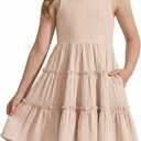Arshiner Toddler Girls Beige Dress Ruffle Sleeveless High-Low Hem Smocked Dresses Summer Beach Butterfly Sundress 5t 12-13 Y