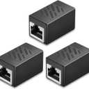 EZYUMM 3 Pack Ethernet Coupler, Premium Gold Plated Ethernet Extender, RJ45 Coupler Female to Female for Cat7/ Cat6/ Cat5/ Cat5e Network Cable