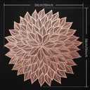 Placemats Set of 4, Round Hollow Out Flowers Place Mats for Dining Table Pressed Vinyl Blooming Leaf Table Mats for Holiday Party Wedding Accent Centerpiece Dinner Table Decoration (Rose Gold)