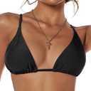 ZAFUL Women's Triangle Bikini Top String Push Up Padded Sexy Swimsuit Bathing Suits Top (Large, 1-black)