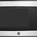 GE Compact Countertop Microwave Oven, 1.1 Cubic Ft., 950w Capacity, 6 Auto Cook Settings, Child-Lock Technology, Dorm Room, Apartment, Stainless Steel