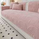vctops Velvet Plush Couch Sofa Cover Geometric Quilted Sectional Couch Covers Non Slip Fluffy Soft Sofa Slipcover for Dogs, Children, Pets Furniture Protector (Pink,36"x28")