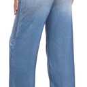 Wide Leg Jeans for Women Trendy Terry Look Like Denim High Wisted Stretchy Loose Baggy Denim Pants with Pockets (Large, Zipper Blue)