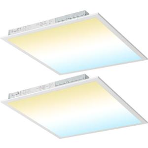 kadision 2x2 LED Flat Panel Light, 50W/45W/40W/30W/25W Adjustable, 5000K/4000K/3500K Selectable, 5500LM 0-10V Dimmable Drop Ceiling Lights, 100-277V ETL-Listed, Pack of 2