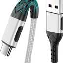 Durcord USB C Cable, 2Pack 6ft Fast USB Type C Charging Cable for Android/Phone/Pad/Laptop, Type C Charger Braided USB Cable Bright Silver