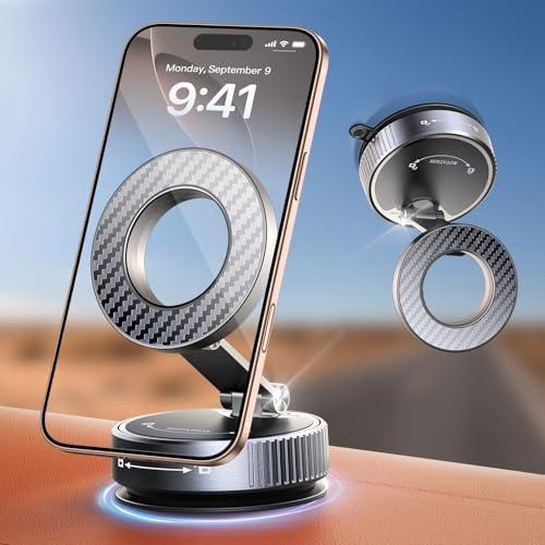 Amazon.com: Viccux 2026 Upgraded Vacuum Magnetic Phone Holder for Car [89LB Vacuum Suction+2400GF Strong Magnetic] 360 Adjustable Car Phone Holder for MagSafe, Dashboard Suction Cup Phone Mount for iPhone 17/16 : Cell Phones & Accessories