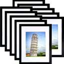 SESEAT 11x14 Picture Frame Set of 10, Display Pictures 8x10 With mat or 11x14 Prints Without Mat, Wall Mounting, Black