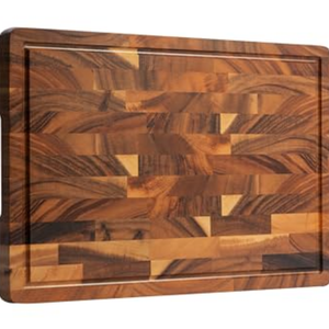 FYCTIO Walnut Wood Cutting Board End Grain Wooden Cutting Boards for Kitchen Chopping Block with Deep Juice Groove, Inners Handles, Gift Box