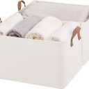 StorageWorks Fabric Storage Bins, Extra Large Storage Baskets for Shelves, Closet Organizers and Storage Bins with Metal Frame, Handles, Jumbo, Natural Color, 2-Pack