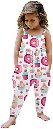 GLIGLITTR Toddler Baby Girl Jumpsuit One Piece Dinosaur Sleeveless Strap Romper Harem Pant with Pockets Summer Outfit Clothes, 90