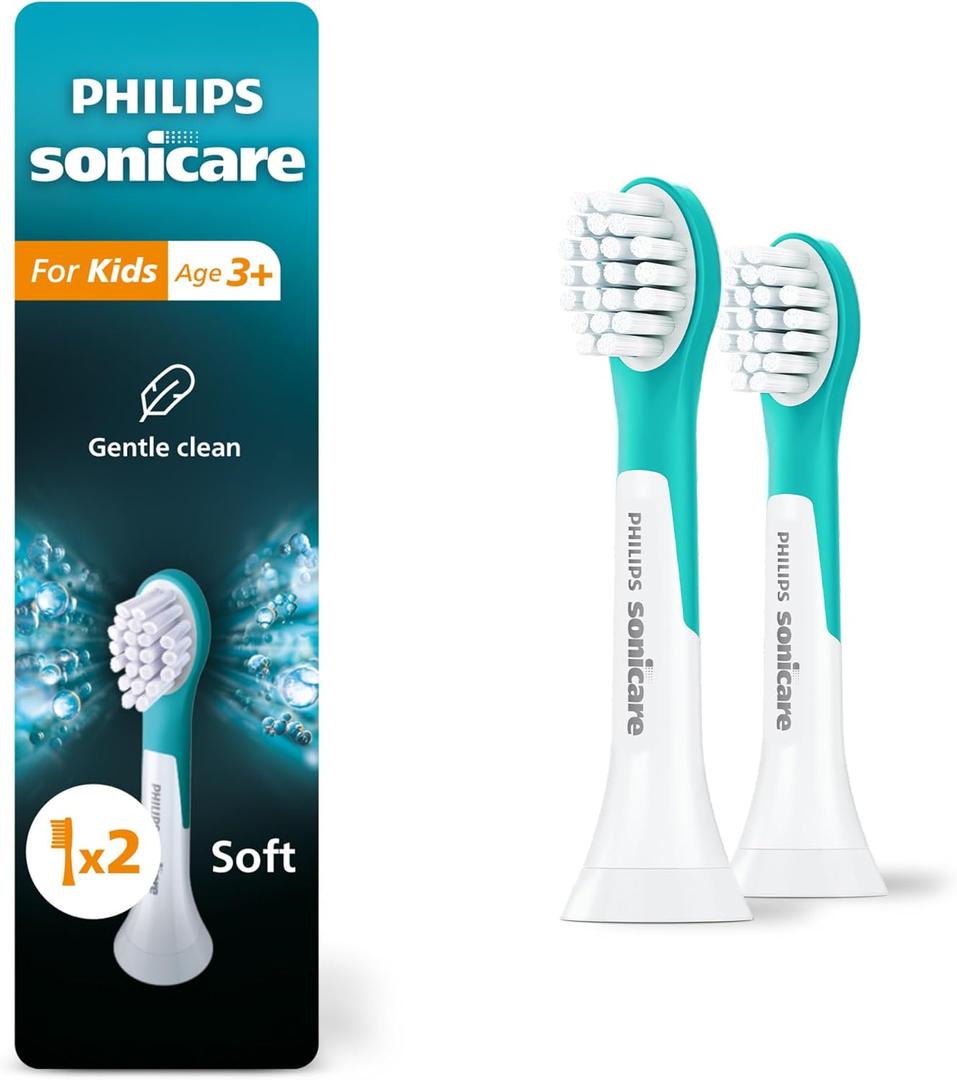 Philips Sonicare for Kids - Genuine Replacement Electric Toothbrush Heads, Compact Size, for Kids Aged 3+, 2 Pack, HX6032/94