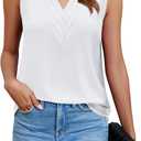 Blooming Jelly Womens Tank Tops Dressy Sleeveless Blouses Business Casual Tank Shirts V Neck Cami Summer Basic Camisole (Large, White)