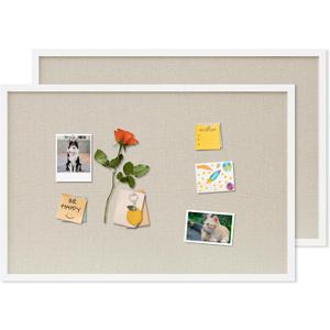 DAHAPYBOO Cork Board with Linen White 2Pack,Bulletin Board 30"x20" Hanging Corkboards for Office Home School Message Board or Vision Board Decoration.