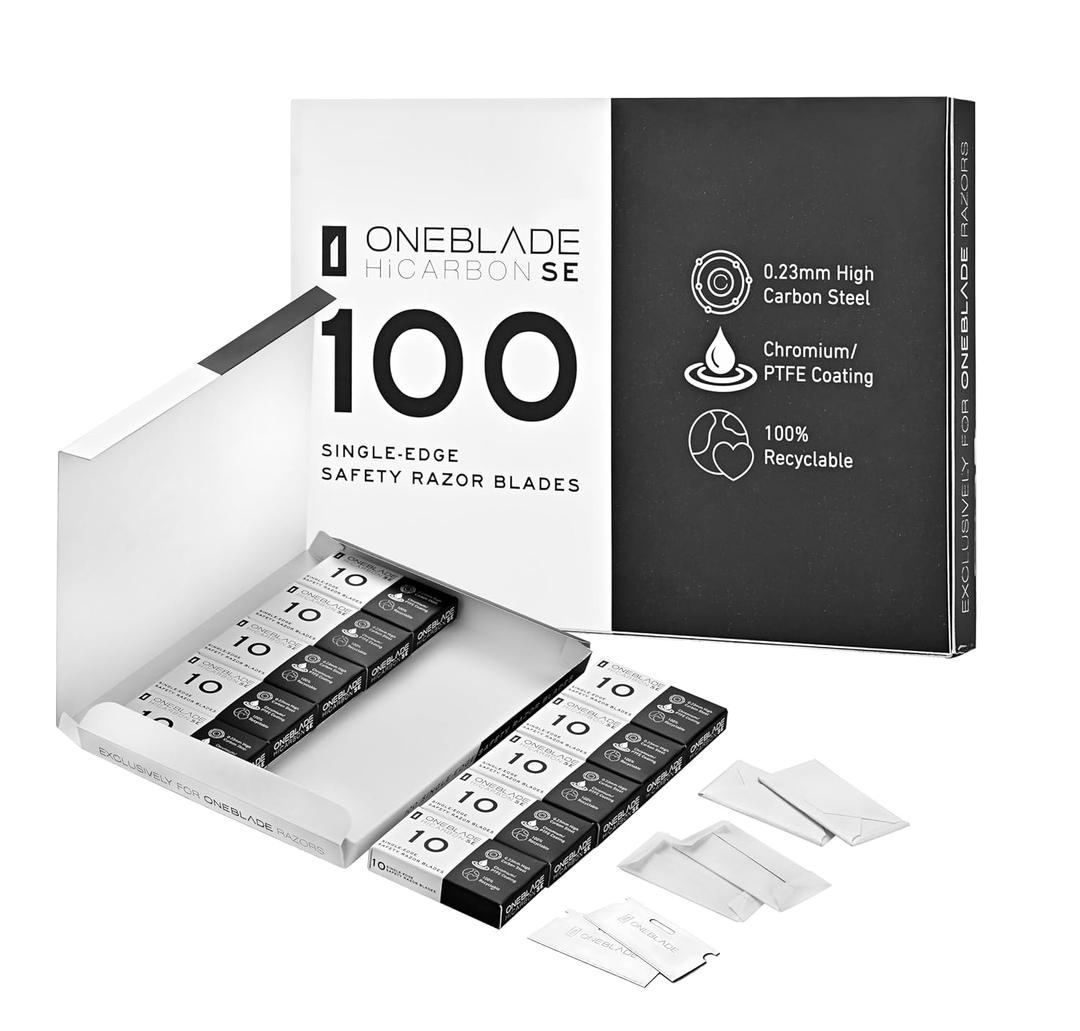 OneBlade HiCarbon SE Safety Razor Blades - Replacement Blades for OneBlade Element, Genesis, Dawn, Core and Hybrid Razor - Single Edge Blade for Shaving
