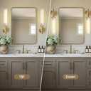 20'' Knurled Brass Bathroom Wall Sconces Set of 2,Premium Frosted Glass Tube Hardwired Vanity Lights, Modern Handmade Wall Lighting for Mirror, Bedroom, Hallway &Living Room,Staircases