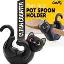 Black Cat Spoon Rest for Stove Top  Silicone Pot Clip Utensil Holder & Lid Lifter  Funny Kitchen Gadget, Unique Witchy Cat Gifts for Women & Halloween  3" x 2.5"