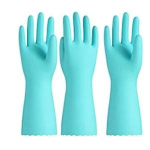 PACIFIC PPE PCS 3 Reusable Dishwashing Cleaning Gloves with Latex Free, Cotton Lining, Kitchen Gloves, Green, Large,